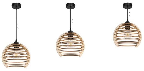 Závesné svietidlo Timber, 1x drevené tienidlo, n