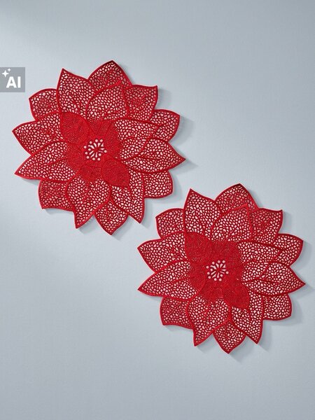 Sinsay - Vianočné prestieranie v tvare vianočnej ruže 2 pack - červená