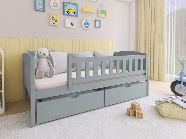 Detská posteľ so zásuvkami Jerasti 90, 049-farby: sivá Mirjan24 5903211275548