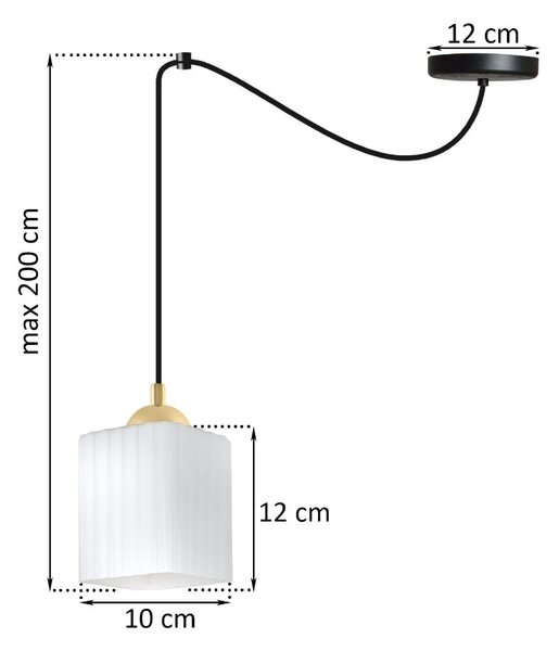 Závesné svietidlo Riffle Square Spider, 1x biele sklenené tienidlo, b/g