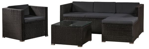 Záhradný ratanový set Punta Cana L - čierny/antracit podušky