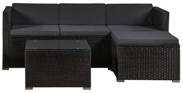 Záhradný ratanový set Punta Cana L - čierny/antracit podušky