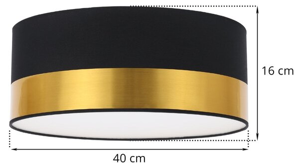 Stropné svietidlo Elegance, 1x zlaté/čierne textilné tienidlo, (biele plexisklo), (fi 40cm)