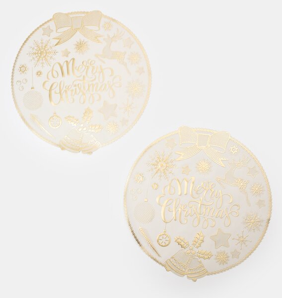 Sinsay - Okrúhle vianočné prestierania s nápisom Merry Christmas 2 pack - biela