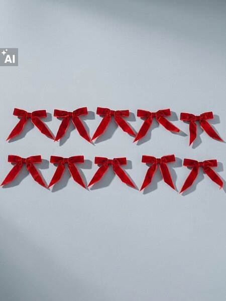 Sinsay - Zamatové vianočné mašle 10 pack - červená