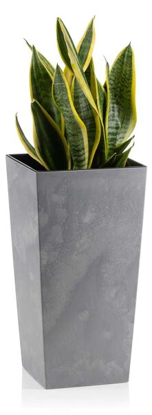 PLASTOVÝ KVETINÁČ PORTO 46X25X25 CM IMITÁCIA BETÓNU SIVÁ