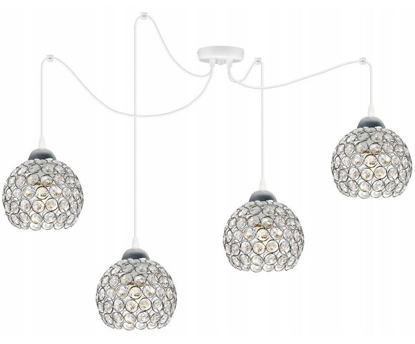 Závesné svietidlo Crystal Spider, 4x strieborné krištáľové tienidlo, (chrómové uchytenie), w