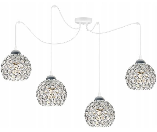 Závesné svietidlo Crystal Spider, 4x strieborné krištáľové tienidlo, (chrómové uchytenie), w