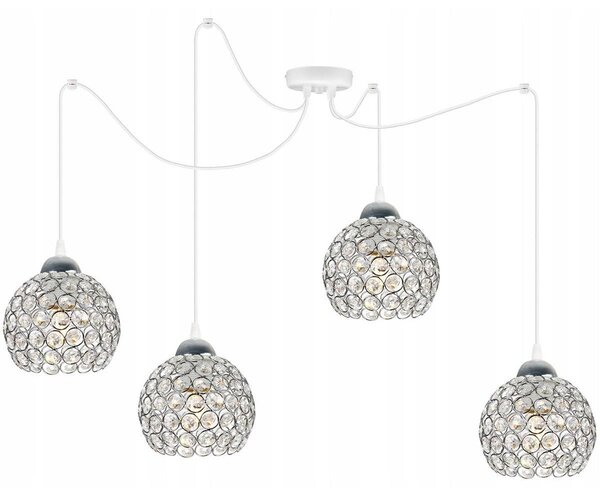 Závesné svietidlo Crystal Spider, 4x strieborné krištáľové tienidlo, (chrómové uchytenie), w