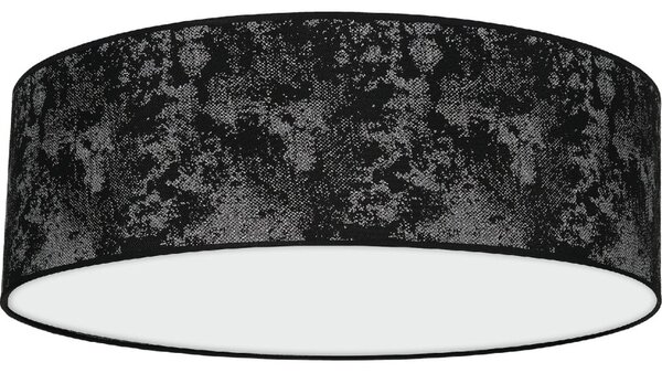 Stropné svietidlo Satino Round, 1x čierne/strieborné textilné tienidlo, (biele plexisklo), (fi 60 cm)