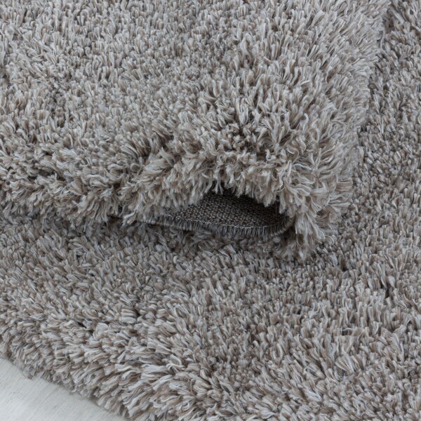 Ayyildiz , Kusový koberec Fluffy Shaggy 3500 beige kruh, 80x80 (priemer) kruh, béžová, obývacia izba