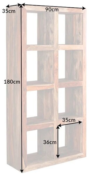 Dizajnový regál Timber 180 cm Sheesham dymový