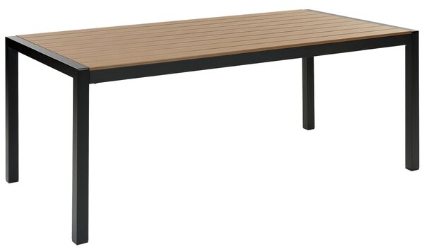 Jedálenský stôl svetlé drevo a čierna plastové drevo hliníkový rám pre 6 osôb 180 x 90 cm moderný dizajn