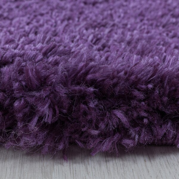 Ayyildiz , Kusový koberec Fluffy Shaggy 3500 lila kruh, 120x120 (priemer) kruh, fialová, obývacia izba