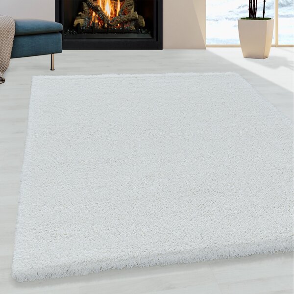 Ayyildiz , Kusový koberec Fluffy Shaggy 3500 white, 60x110, biela, obývacia izba