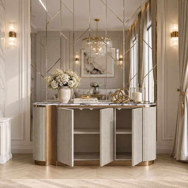 KOMODA CASTELLO KRÉMOVÁ + MRAMOR 158 cm