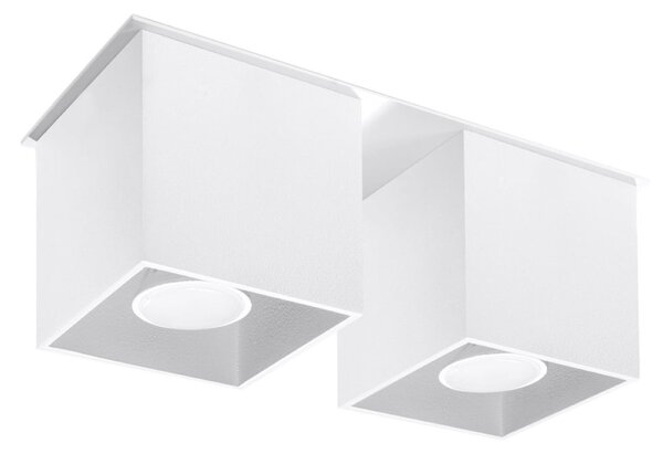 Stropné svietidlo Quad, 2x biele kovové tienidlo