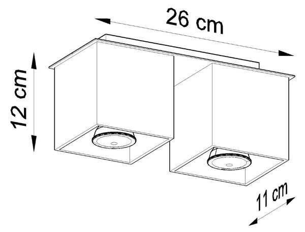 Stropné svietidlo Quad, 2x biele kovové tienidlo