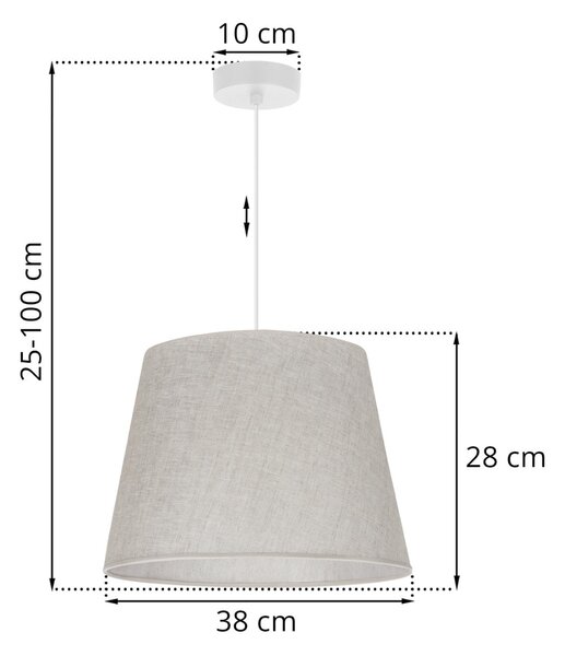 Závesné svietidlo Len1, 1x svetlobéžové textilné tienidlo, (fi 38 cm), w