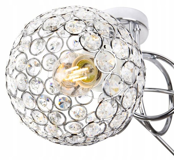 Stropné svietidlo Crystal, 3x strieborné krištáľové tienidlo, ch