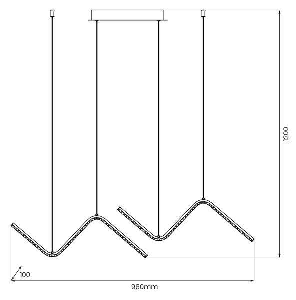 Závesné LED svietidlo Verte, 2x LED 22w, 4000k, g/b