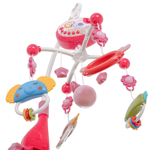 KIK Lullaby Star Design Pink kolotoč do postieľky s projektorom hviezd a diaľkovým ovládaním, ružový