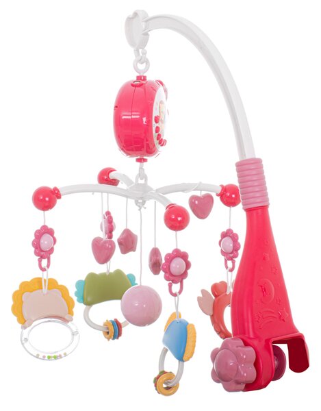 KIK Lullaby Star Design Pink kolotoč do postieľky s projektorom hviezd a diaľkovým ovládaním, ružový