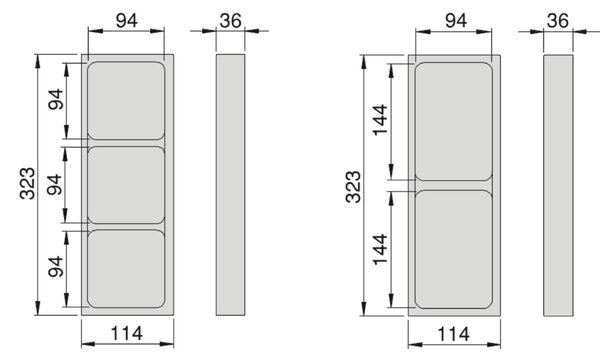 Sapho Sapho, LINDO bočný organizér, sada 2ks, 114x36x323 mm, plast, antracit, LD002