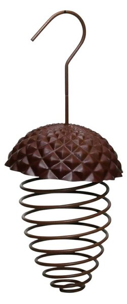 Závesné kŕmidlo pre vtáky Cone, 23x10 cm, plast/kov, hnedá
