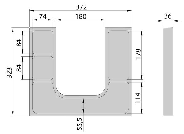 Sapho Sapho, LINDO "U" organizér 372x36x323 mm, plast, antracit, LD001