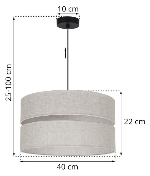 Závesné svietidlo Len, 1x svetlobéžové textilné tienidlo, (fi 40 cm), b