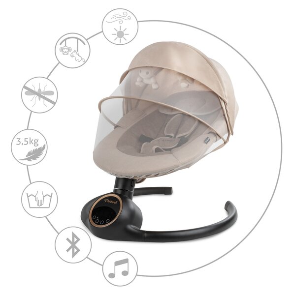 Elektrické hojdacie kreslo Kidwell REVE 2v1 pre bábätká s Bluetooth ovládaním