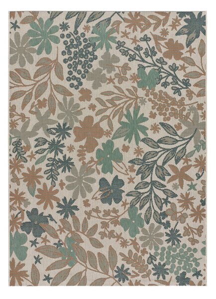 Béžovo-zelený vonkajší koberec Universal Floral, 130 x 190 cm