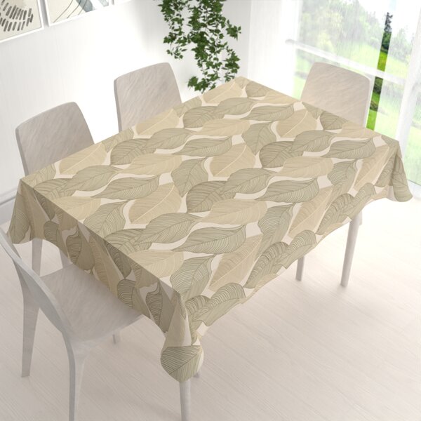 Biante Zamatový obdĺžnikový obrus Tamara TMR-046 Prírodné popínavé listy na krémovom 50x100 cm