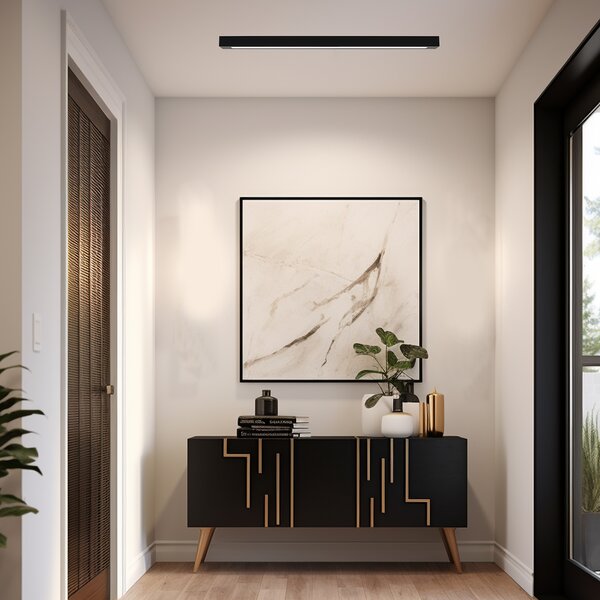 Stropné svietidlo Lungo, 1x čierne kovové tienidlo, (124 cm)