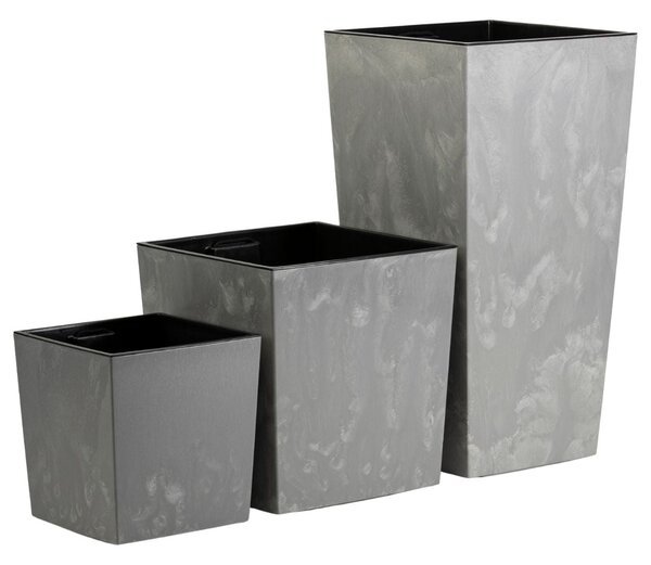 PLASTOVÝ KVETINÁČ FLORE 30,5X29,5X29,5 CM IMITÁCIA BETÓNU SIVÁ
