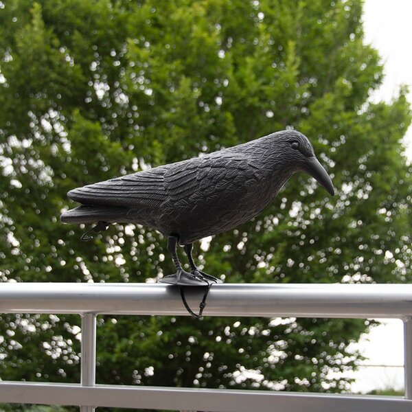 Záhradná figúrka z polyetylénu Crow, 21,5 cm, čierna