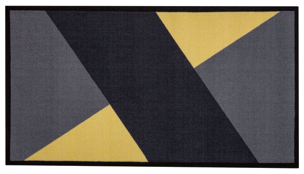 Livarno Home Rohožka 67 x 120 cm (geometrický vzor/šedá/žltá) (100342998)