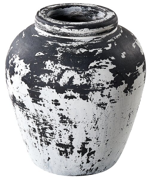 Dekoratívna váza Čiernobiela terakota 33 cm Ručne maľovaný dizajn inšpirovaný retro vintage