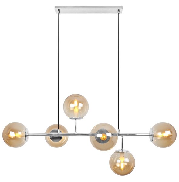 Závesné svietidlo Paris, 6x medové sklenené tienidlo, CH