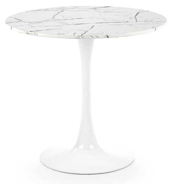 Okrúhly jedálenský stôl Denver - biely mramor / biela