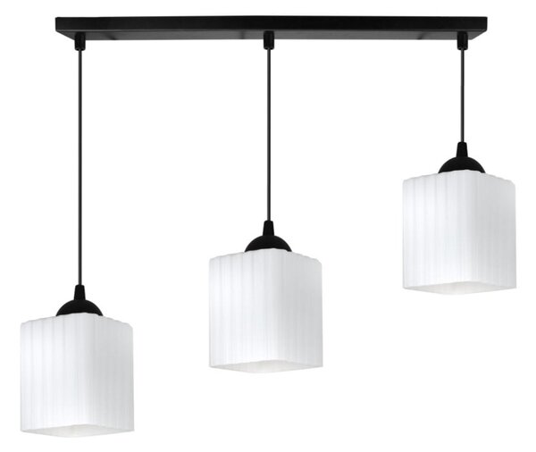 Závesné svietidlo Riffle Square, 3x biele sklenené tienidlo, b