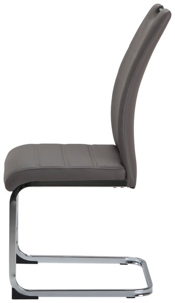 STOLIČKA S PRUŽNÝM PODNOŽÍM, vzhľad kože, taupe, chrómová P & B - Stoličky, Online Only