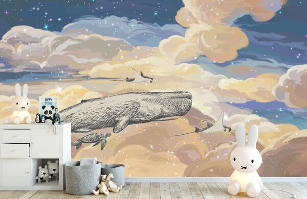Samolepiaca tapeta Rozprávková veľryba Povrch: canvas (plátno)