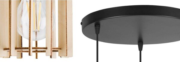 Závesné svietidlo Timber 7, 3x drevené tienidlo, o