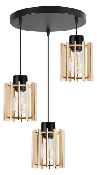 Závesné svietidlo Timber 7, 3x drevené tienidlo, o