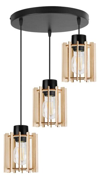 Závesné svietidlo Timber 7, 3x drevené tienidlo, o