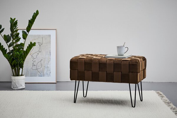 DLHÁ TABURETKA, kov, textil, 72/49/42 cm Xora - Kreslá