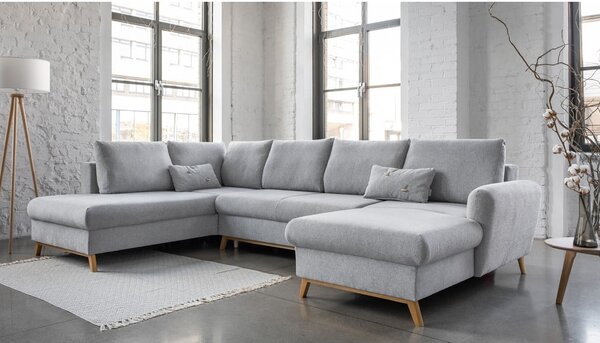 Svetlosivá rozkladacia pohovka do "U" Miuform Scandic Lagom, ľavý roh