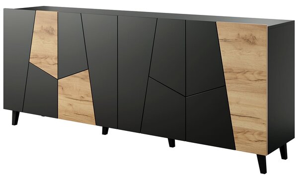MEBLINE Komoda NETA čierny mat / dub craft